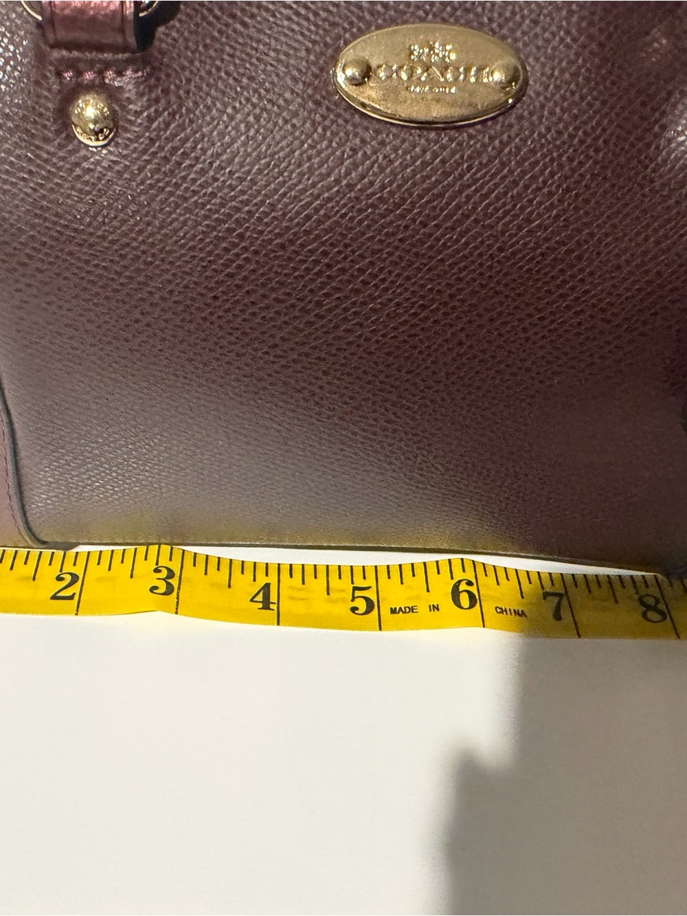 Coach Metallic Burgundy Leather Satchel with Gold Hardware and Detachable Strap - Picture 11 of 13